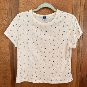 Old Navy Cream Floral Short Sleeve Tee